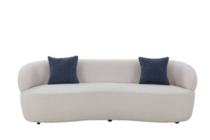 English Elm Mid Century Modern Boucle Cloud Sofa Three Seat Curved Frame for Living Room W87642013