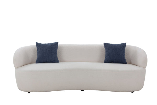 English Elm Mid Century Modern Boucle Cloud Sofa Three Seat Curved Frame for Living Room W87642013
