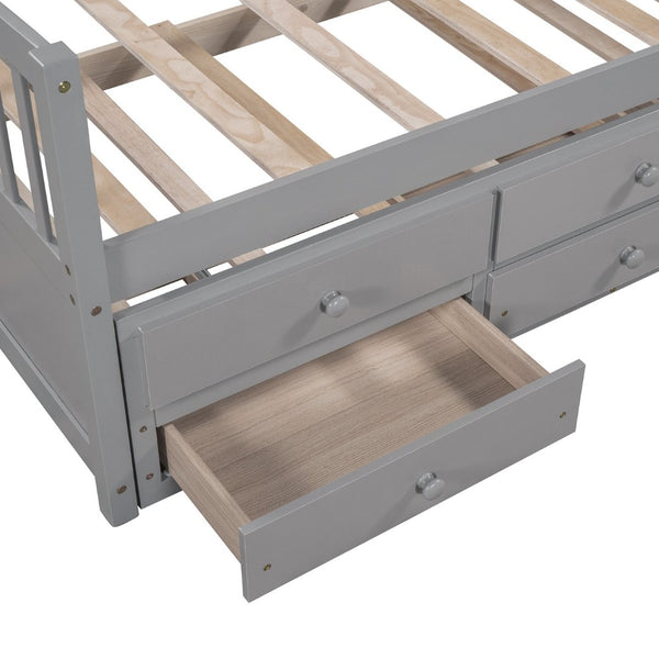 English Elm Daybed Twin Frame with Pull Out Trundle and Three Storage Drawers for Guest Rooms Gray LP000241AAE
