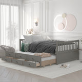 Full Size Daybed with Twin Size Trundle and Drawers, Full Size