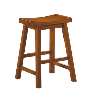 English Elm Casual 18" Height Saddle Seat Stools Set of 2 — Solid Wood Finish, Compact Comfortable Dining Seating Oak 34.5 L x 19 W x 6.75 H B01151972