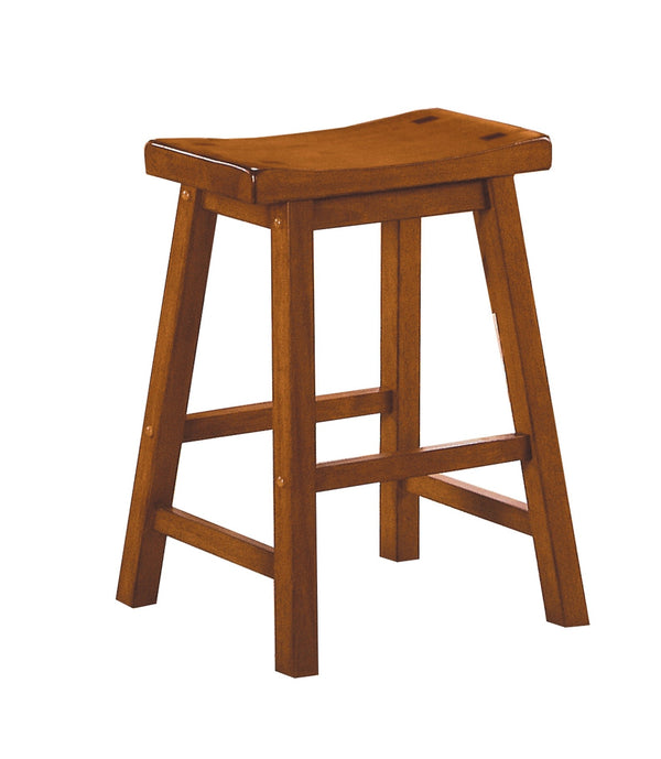 English Elm Casual 18" Height Saddle Seat Stools Set of 2 — Solid Wood Finish, Compact Comfortable Dining Seating Oak 34.5 L x 19 W x 6.75 H B01151972