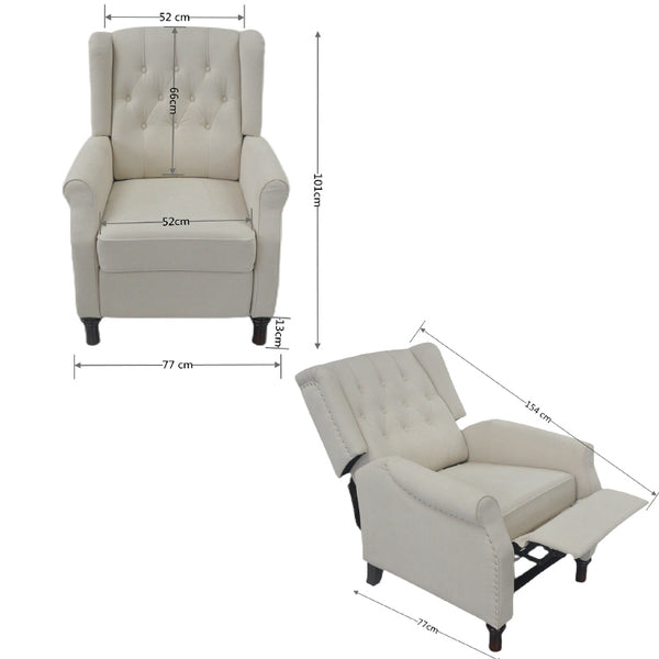 English Elm Redde Modern Recliner Sofa Chair Light Gray — Smooth Push-Back, Ergonomic Comfort, Adjustable 105–150° W118363047