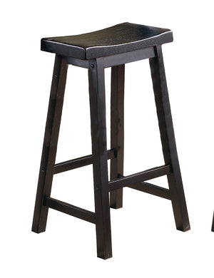 English Elm Black Saddle Seat Stools Set of 2 – 18" Height Solid Wood Casual Dining Stools, Sand-Through Finish Black 39.25 L x 19 W x 6.75 H B01151976