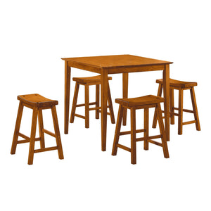 English Elm Casual 18" Height Saddle Seat Stools Set of 2 — Solid Wood Finish, Compact Comfortable Dining Seating Oak 25.5 L x 19 W x 6.75 H B01151971
