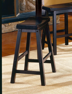 English Elm Black Saddle Seat Stools Set of 2 – 18" Height Solid Wood Casual Dining Stools, Sand-Through Finish Black 25.5 L x 19 W x 6.75 H B01151974