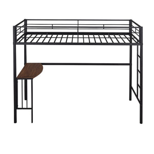 English Elm Twin Metal Loft Bed with Built-in Study Desk Powder-coated Steel Frame for Teen Rooms Black MF286452AAB