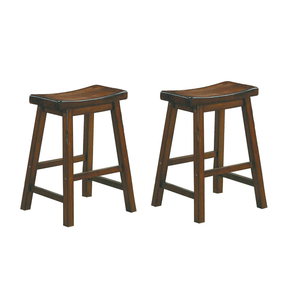 English Elm 24-inch Saddle Seat Counter Stools Set of 2 - Solid Wood Distressed Cherry Finish, 24" Seat Height Casual Dining B01151978