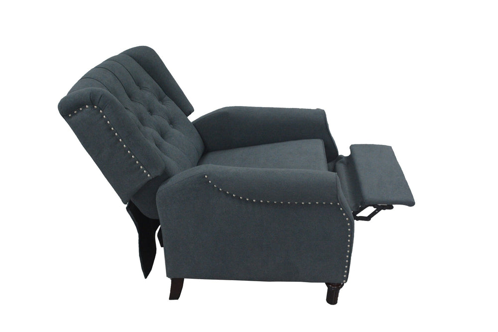 English Elm Redde Dark Gray Waterproof Recliner Sofa Chair — High Back Manual Cinema Seat with Smooth Push-Back Mechanism and Ergonomic Cushions W118348061
