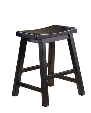 English Elm Black Saddle Seat Stools Set of 2 – 18" Height Solid Wood Casual Dining Stools, Sand-Through Finish Black 25.5 L x 19 W x 6.75 H B01151974