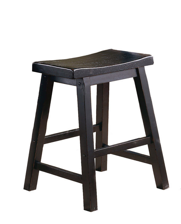 English Elm Black Saddle Seat Stools Set of 2 – 18" Height Solid Wood Casual Dining Stools, Sand-Through Finish Black 25.5 L x 19 W x 6.75 H B01151974