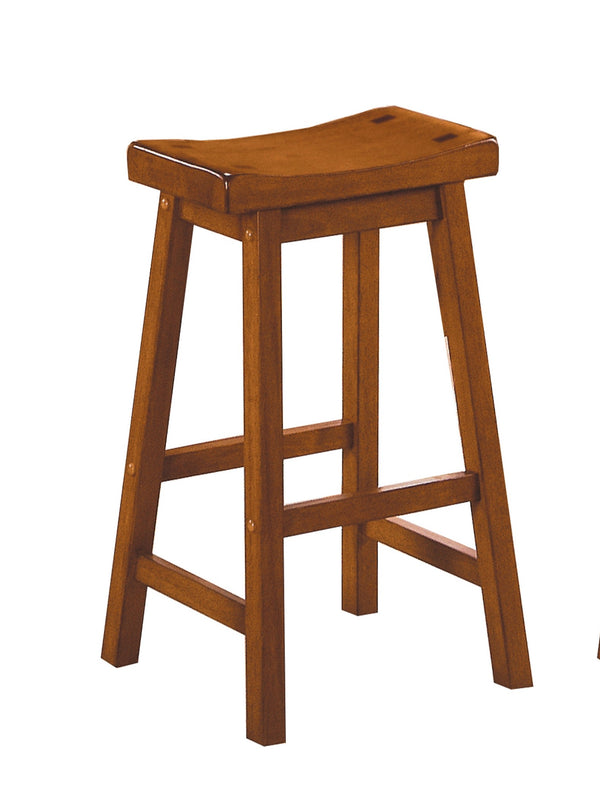 English Elm Casual 18" Height Saddle Seat Stools Set of 2 — Solid Wood Finish, Compact Comfortable Dining Seating Oak 39.25 L x 19 W x 6.75 H B01151973