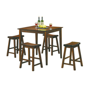 English Elm 18-inch Saddle Seat Stools Set of 2 — Solid Wood Distressed Cherry Finish Casual Dining Seats, 18" Height B01151977