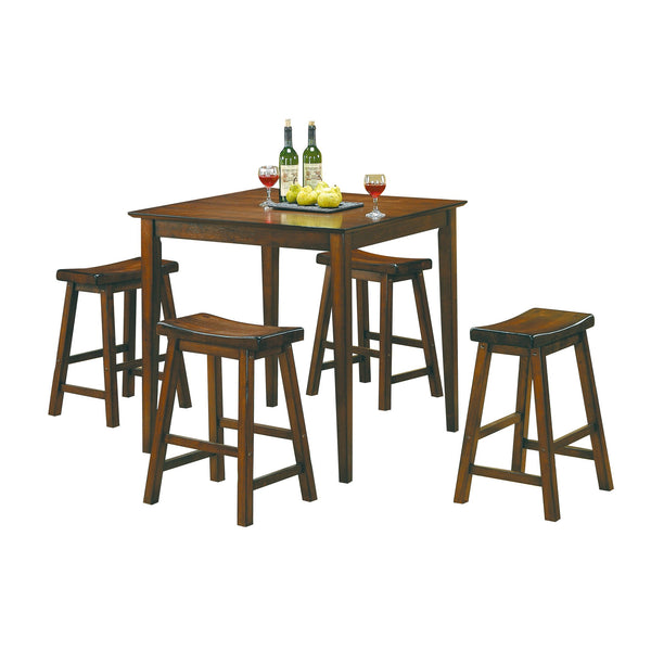 English Elm 18-inch Saddle Seat Stools Set of 2 — Solid Wood Distressed Cherry Finish Casual Dining Seats, 18" Height B01151977