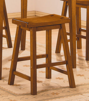 English Elm Casual 18" Height Saddle Seat Stools Set of 2 — Solid Wood Finish, Compact Comfortable Dining Seating Oak 25.5 L x 19 W x 6.75 H B01151971