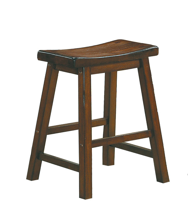 English Elm 18-inch Saddle Seat Stools Set of 2 — Solid Wood Distressed Cherry Finish Casual Dining Seats, 18" Height B01151977
