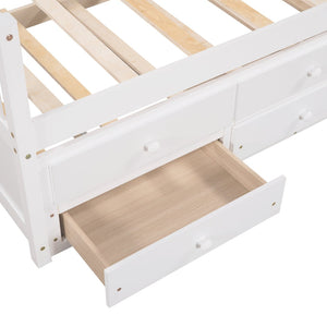 English Elm Daybed Twin Frame with Pull Out Trundle and Three Storage Drawers for Guest Rooms White LP000241AAK