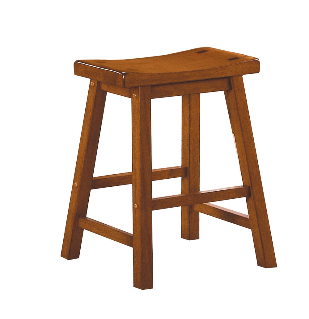English Elm Casual 18" Height Saddle Seat Stools Set of 2 — Solid Wood Finish, Compact Comfortable Dining Seating Oak 25.5 L x 19 W x 6.75 H B01151971