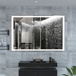 English Elm 60x40 LED Bathroom Mirror with Aluminum Frame, IP44 Waterproof, 3-Mode Touch Dimmable Light Strip W708115602