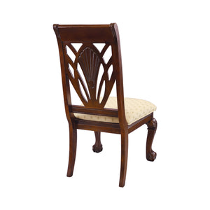 English Elm Elegant Traditional Side Chairs Set of 2 Dark Cherry Finish Brown Fabric Seats Classic Inlay Accents B01152166