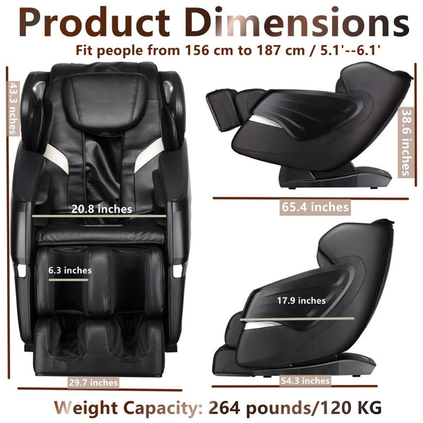 English Elm Massage Recliner Sl Track Zero Gravity Chair with Airbag Foot Roller Bluetooth Spa W73052143