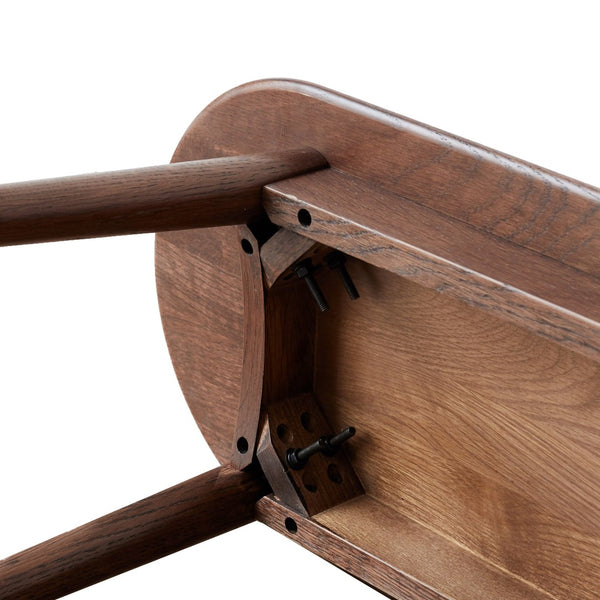English Elm Natural Oak Dining Bench with Half Round Ends Solid Wood Seat for Entryway or Bedroom W128352195