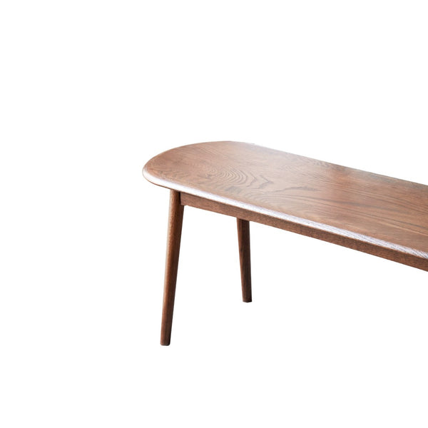 English Elm Natural Oak Solid Wood Bench with Half Round Ends for Dining Room or Bedroom W128352193