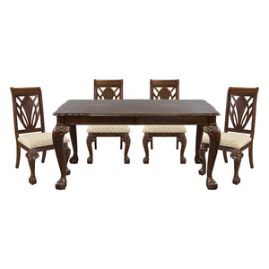 English Elm Elegant Traditional Side Chairs Set of 2 Dark Cherry Finish Brown Fabric Seats Classic Inlay Accents B01152166