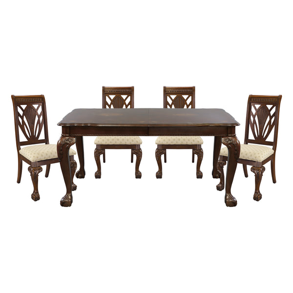 English Elm Elegant Traditional Side Chairs Set of 2 Dark Cherry Finish Brown Fabric Seats Classic Inlay Accents B01152166