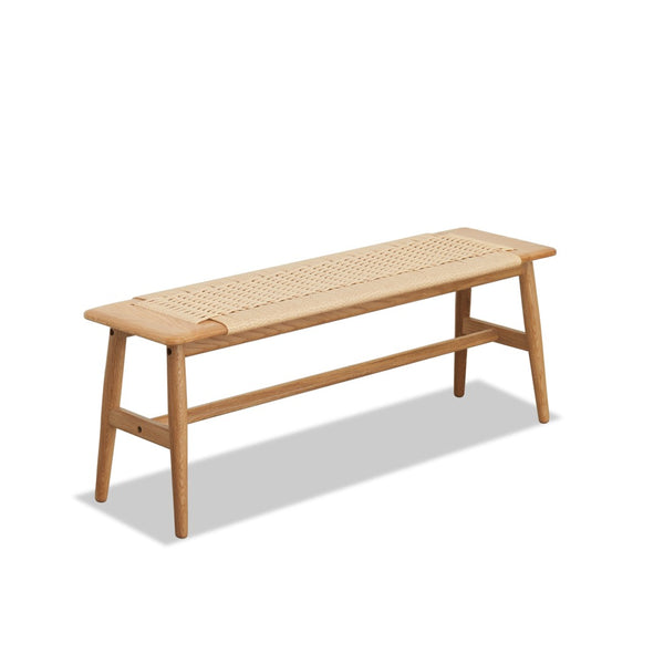English Elm (1.2m) Solid Oak Handwoven Cane Dining Bench Scandinavian Bedroom Entryway Seating W1283P297662