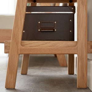 English Elm Storage Bench with Three Open Tiers Solid Beech Wood Shoe Organizer for Entryway W128352205