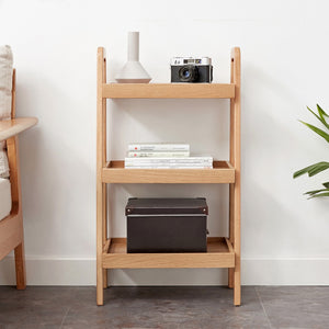English Elm Storage Bench with Three Open Tiers Solid Beech Wood Shoe Organizer for Entryway W128352205