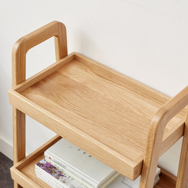 English Elm Storage Bench with Three Open Tiers Solid Beech Wood Shoe Organizer for Entryway W128352205