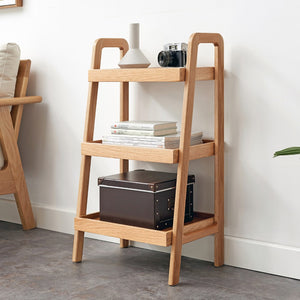 English Elm Storage Bench with Three Open Tiers Solid Beech Wood Shoe Organizer for Entryway W128352205