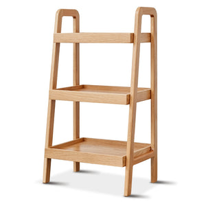 English Elm Storage Bench with Three Open Tiers Solid Beech Wood Shoe Organizer for Entryway W128352205