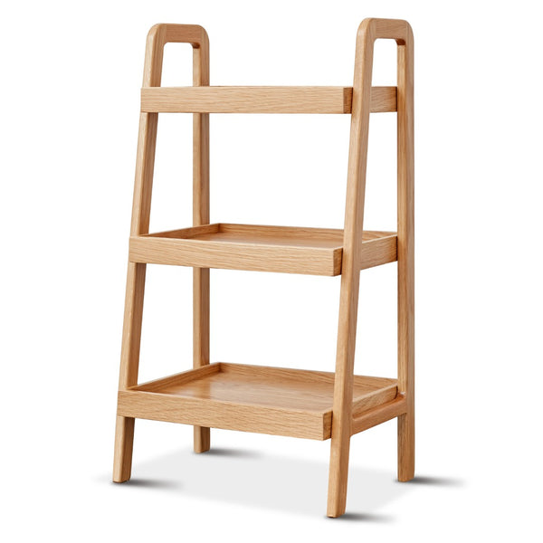 English Elm Storage Bench with Three Open Tiers Solid Beech Wood Shoe Organizer for Entryway W128352205