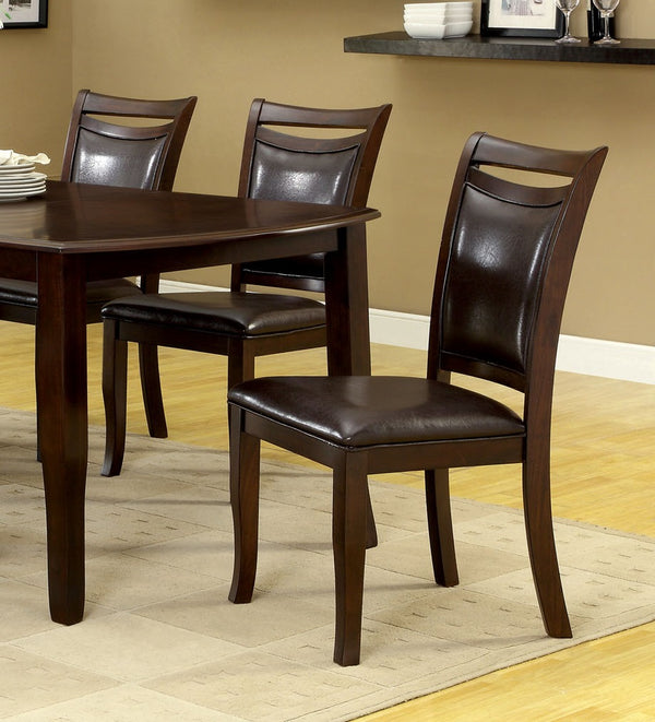 English Elm Transitional Dark Cherry Side Chairs Set of 2 — Espresso Padded Leatherette Seats, Solid Wood Frame B01152300