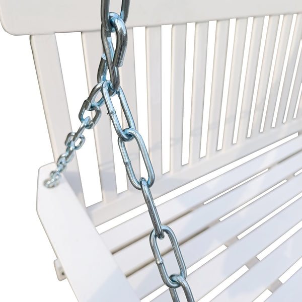 English Elm Front Porch Swing Solid Wood Bench with Armrests, Weatherproof Varnish, Heavy-Duty 800 lb Capacity White W49543722