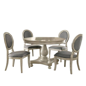 English Elm Transitional Antique White Gray Side Chairs Set of 2 — Padded Linen-Look Upholstery, Solid Wood Elegance B01152296