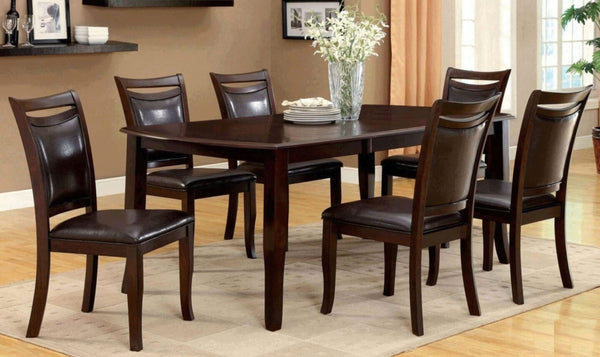 English Elm Transitional Dark Cherry Side Chairs Set of 2 — Espresso Padded Leatherette Seats, Solid Wood Frame B01152300