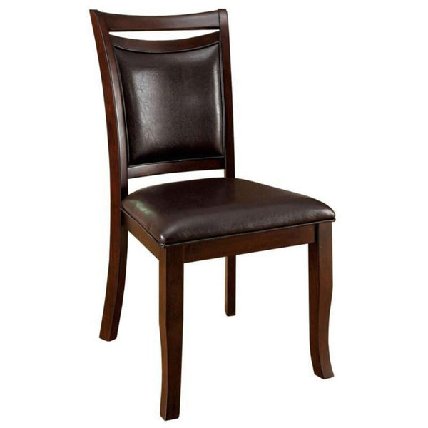 English Elm Transitional Dark Cherry Side Chairs Set of 2 — Espresso Padded Leatherette Seats, Solid Wood Frame B01152300