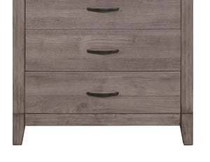English Elm Brownish Industrial 5-Drawer Chest 34"x16"x48" Weathered Melamine Finish Dark Metal Rivet Accents B01152308