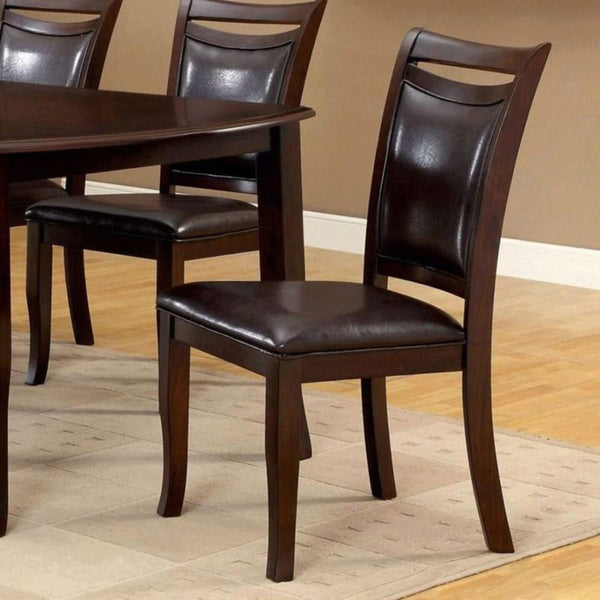 English Elm Transitional Dark Cherry Side Chairs Set of 2 — Espresso Padded Leatherette Seats, Solid Wood Frame B01152300