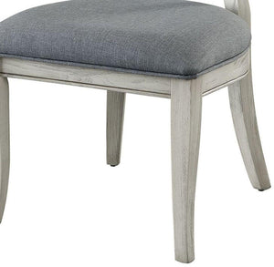 English Elm Transitional Antique White Gray Side Chairs Set of 2 — Padded Linen-Look Upholstery, Solid Wood Elegance B01152296