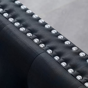 English Elm 59.4 Inch Wide Black Velvet Sofa With Glamorous Jeweled Tufting, 2 Pillows & Chrome Legs For Style W1117S00006