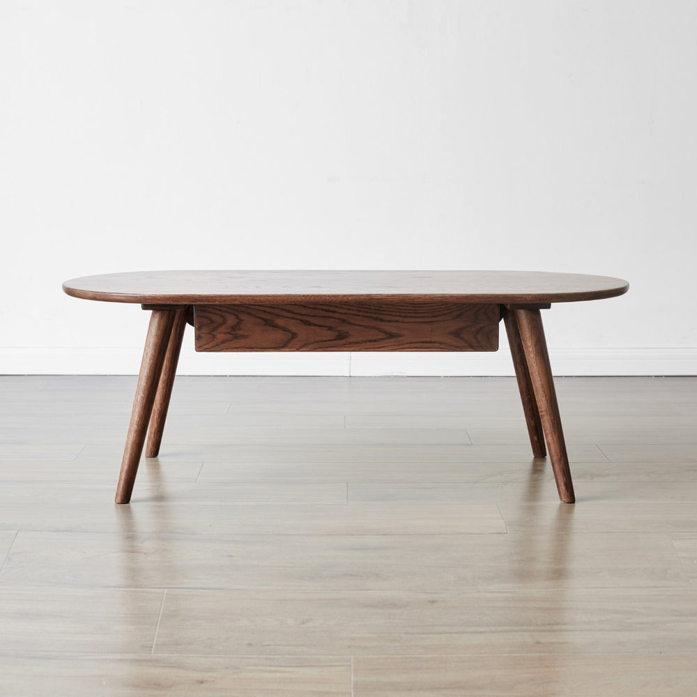 English Elm Capsule Solid Wood Coffee Table with Drawer Low Profile Natural Grain Living Room Desk W128367564