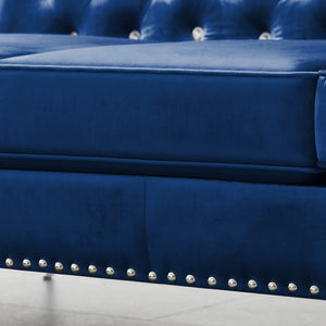 English Elm 82.3" Modern Velvet Sofa With Jeweled Buttons, Chic Tufting & 2 Pillows - Glamorous Comfort Awaits! W1117S00010