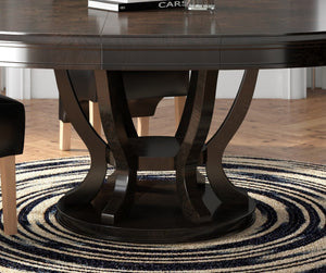 English Elm Contemporary Birdcage Pedestal Oval Dining Table Maple Veneer Espresso Extends to Seat Six B011S00141