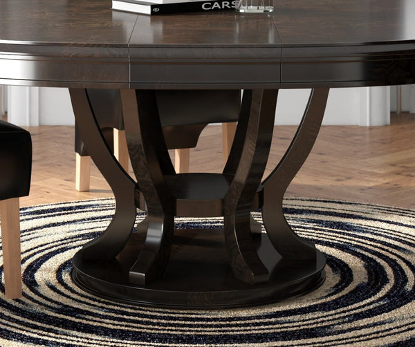 English Elm Contemporary Birdcage Pedestal Oval Dining Table Maple Veneer Espresso Extends to Seat Six B011S00141