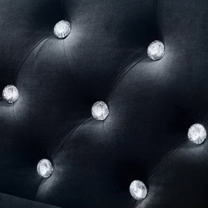 English Elm 59.4 Inch Wide Black Velvet Sofa With Jeweled Tufting, Chrome Legs & 2 Cozy Throw Pillows For Glam Style W1117S00281